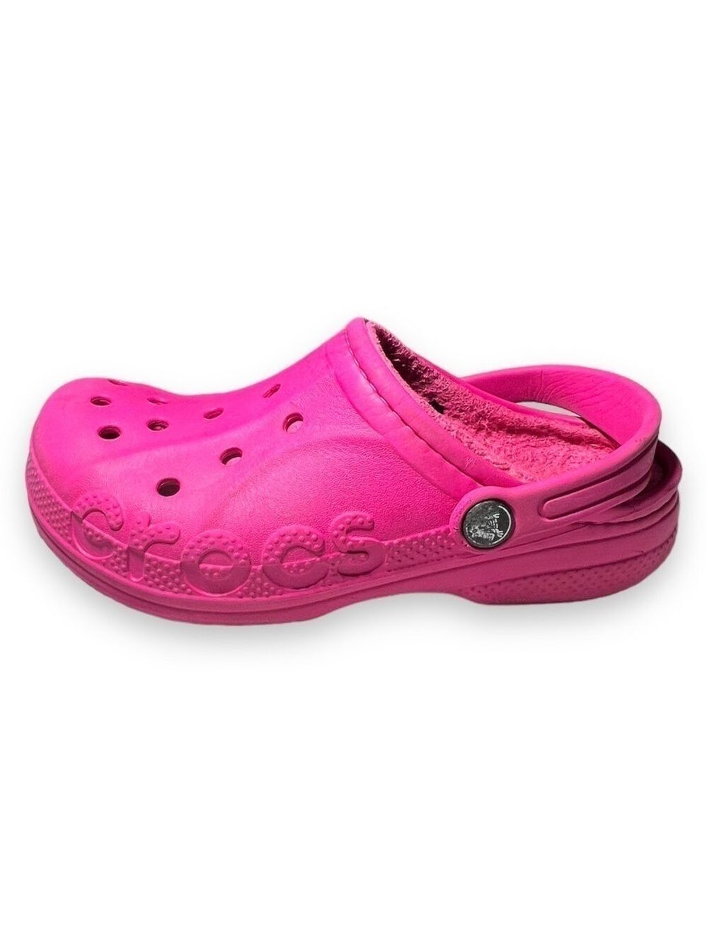 Crocs Kids Baya Lined Clog Pink Size J3 - Picture 1 of 7